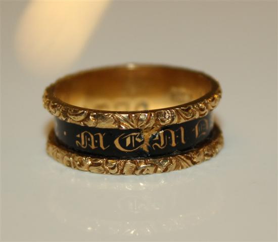 Gold and enamel mourning ring.